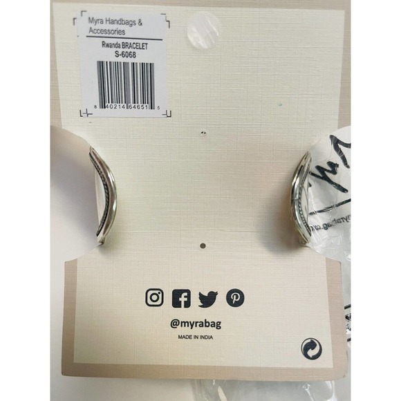 Myra Rwanda Open Cuff Bracelet Silver Tone Copper Turquoise Look - Myra 606 - Picture 4 of 12